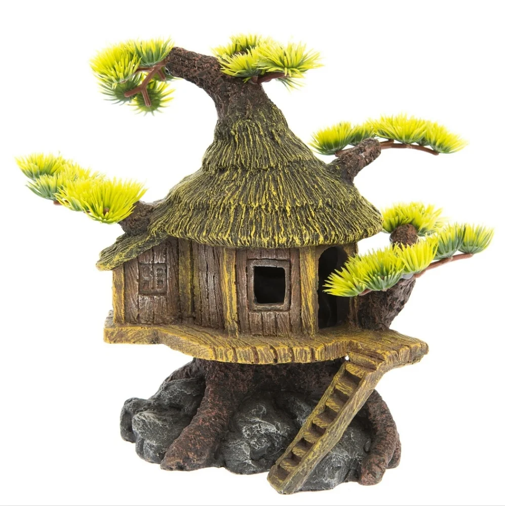 New! TOPFIN Aquatic Aquarium Decor Asian Tree House.